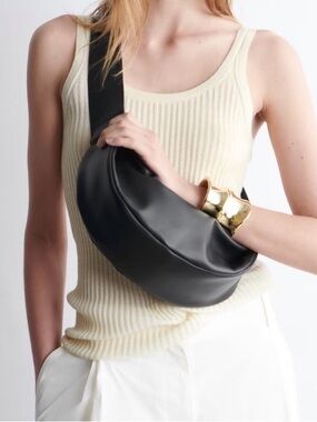 COS Black Leather Crescent Crossbody